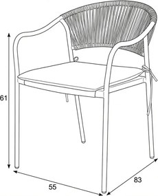 Kerti szék, fém, polyrattan, szürke, AZC-L1352 GREY
