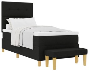 Box Spring Ágy Matraccal és Pad Fekete 90x190 cm Szövet