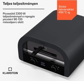 Klarstein FornoVetro pizzasütő kültéri használatra, Kettős fűtőelemek, 2200 W, 500 °C, Cool Touch