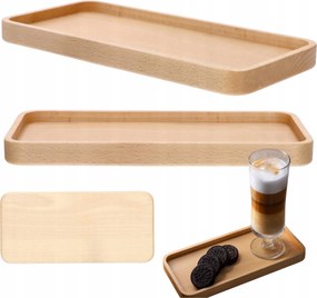 Fa Téglalap alakú Snack Tálca Kávé Tea Bükk 25x12 cm