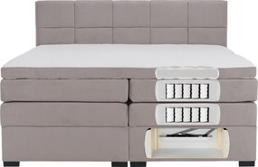 Boxspring ágy, 200x200, szürkésbarna Taupe, APRIL