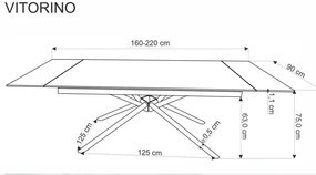 Vitorino bővíthető étkezőasztal fehér 160-220cm