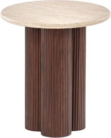 Massia Mini nappali kerek dohányzóasztal 50 cm - travertin / dió