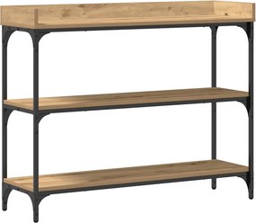 vidaXL Konzolasztal polcokkal kézműves tölgy 100 x 30 x 80 cm