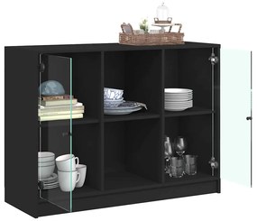 fekete szerelt fa tálalószekrény 102x37x75,5 cm