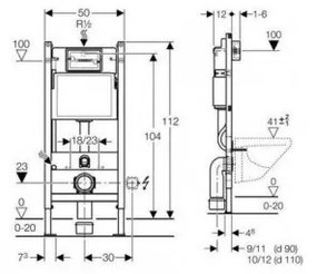 Akasztókészlet GEBERIT Duofix Basic + WC LENA Perem nélküli 48 x 36 cm + gomb + ülés, fehér, 3322XX00 + 39040100