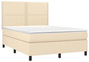 krémszínű szövet rugós és LED-es ágy matraccal 140x190cm