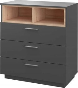 Komód 3 Fiókkal és Polcokkal, Tálalószekrény Nappaliba, Hálószobába Tágas, Nagy Méretű