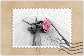 Poszterek 120x80 Rózsa világos deszkákon