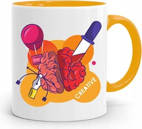 Sárga Bögre Ajándék Kreatív Grafikusoknak fényképes nyomtatással