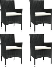 vidaXL 4 db fekete polyrattan kerti szék párnával