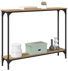 vidaXL Konzolasztal polcokkal Artisan tölgy 101 x 23 x 15,5 cm Faanyag