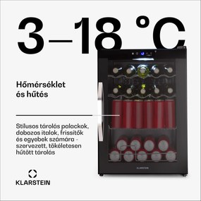 Klarstein Coachella 60 Smart hűtőszekrény, Wifi, LED, 3 polc, Háttérvilágítás, EEK E