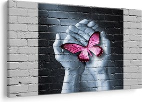 Kép - Rózsaszín pillangó a falon (90x60 cm)