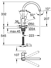 GROHE 31233001 - START mosogató csaptelep, fényes króm