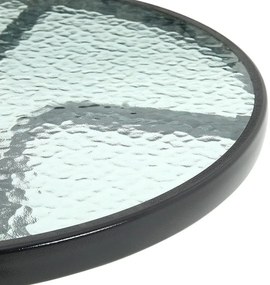Kerek kerti asztal üveglappal ISLAND 60 cm, fekete
