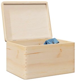 Fa doboz fedővel 40x30x23 cm tömör fa fenyő