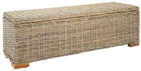 natúr kubu rattan és tömör mahagóni fa tárolódoboz 110 cm