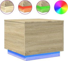 vidaXL sonoma tölgy színű dohányzóasztal LED-lámpákkal 50x50x40 cm