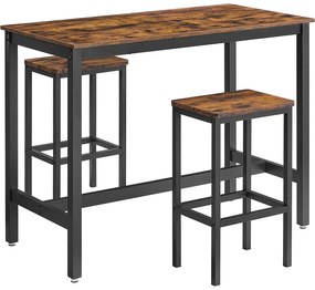 Bárasztal 2 bárszékkel, konyhai bárasztal szett 120 x 60 x 90 cm | VASAGLE