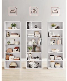 VASAGLE könyvespolc 24 × 60 × 178,5 cm, fehér színben