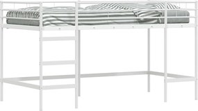 vidaXL Gyerekek Loft Ágykerete Fehér 90 x 200 cm Acél