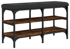 füstös tölgy színű szerelt fa cipőtároló pad 82 x 32 x 47 cm