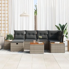 7 darabos Kert Kanapé Szett párnákkal, Szürke Poli Rattan