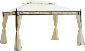 Outsunny Luxuskert Pavilon Party Sátor Marquee Pagoda 3x4m Krém | Aosom
