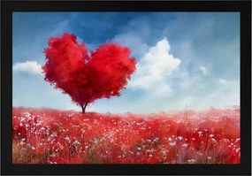 Poszter Keret Fa Piros Szív Fa Szerelem Romantika 60x40