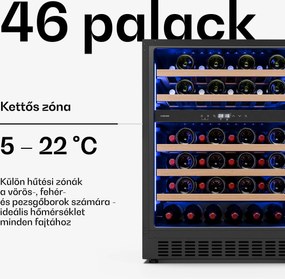 Klarstein Illuminosa pult alatti borhűtő | Kétzónás | 129 liter | 46 palack | 60 cm