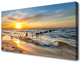 Vászonfotó Sea Sunset Beach 125x50 cm