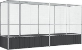 vidaXL ezüstszínű acél madárház bővítménnyel 418,5 x 107 x 212 cm