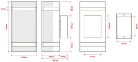 BERGE HANA kültéri homlokzati / fali lámpa fekete IP44 2x GU10