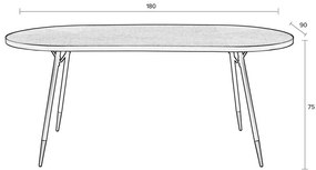 Étkezőasztal kőrisfa dekoros asztallappal 90x180 cm Denise – White Label