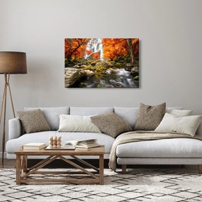 Kép - Vízesések őszi tájban, narancssárga (90x60 cm)