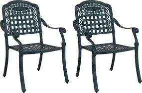vidaXL Kerti Szék 2 pcs Zöld 55 x 56,5 x 91cm Alumínium