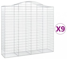 9 db íves horganyzott vas gabion kosár 200x50x180/200 cm