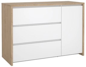 Fehér-natúr színű komód tölgyfa dekorral 119x84x48 cm Next – Tvilum