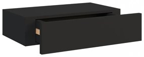 fekete falra szerelhető fiókos polc 40 x 23,5 x 10 cm