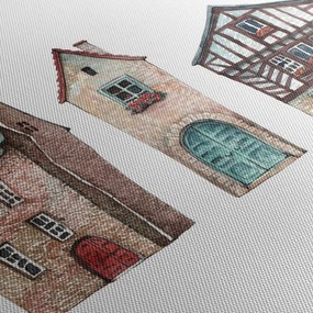 Kép - Akvarell házak (órával) (90x30 cm)