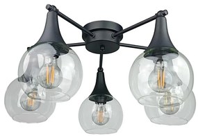 Felületre szerelhető csillár  STAR 5xE27/60W/230V fekete/átlátszó