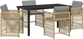 vidaXL Kert étkező szett 5 pcs Bézs polirattan