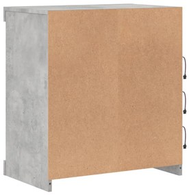 betonszürke tálalószekrény LED-világítással 60,5 x 37 x 67 cm
