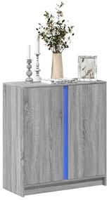 szürke sonoma szerelt fa tálalószekrény LED-del 77 x 34 x 85 cm