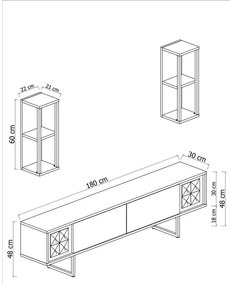 TV szekrény Black Line - Walnut, Black