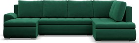 Tokio U sarokkanapé, 3 ágyneműtartóval, bársony, jobboldali, zöld