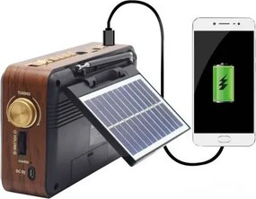 Napelemes retro rádió - USB, TF slot, LED lámpa - CMiK MK-193BT - Olíva