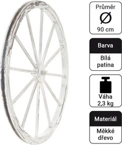 Fa kerék stílusos rusztikus dekoráció 90 cm