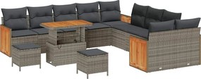 vidaXL Kerti Kanapé Szett 13 pcs Szürke Poli Rattan és Porfestett Acél